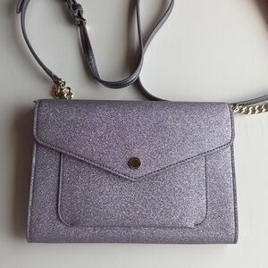 Kate Spade Lilac Glitter Crossbody Envelope Purse EUC